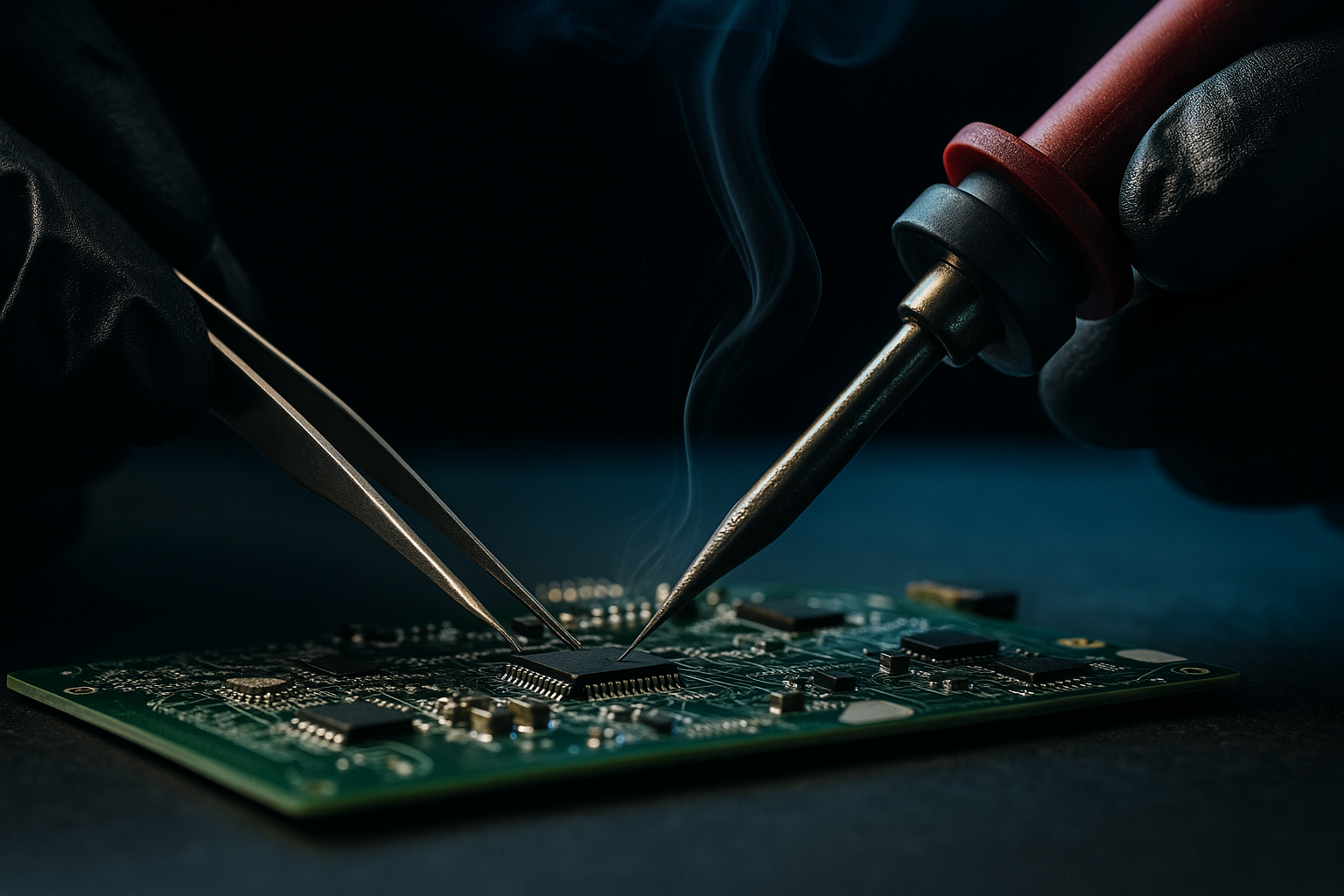 SMD rework in progress